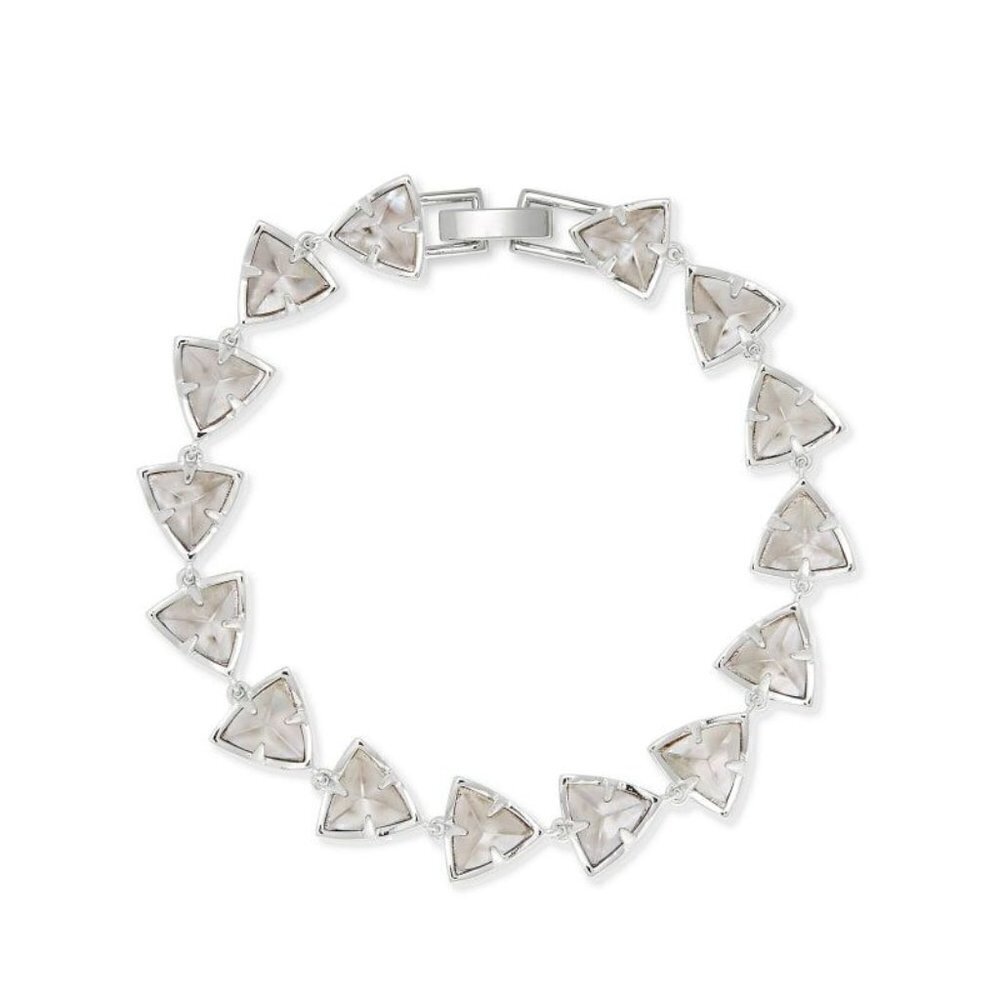New Kendra Scott Perry Silver Link Bracelet in Gray Illusion NWT